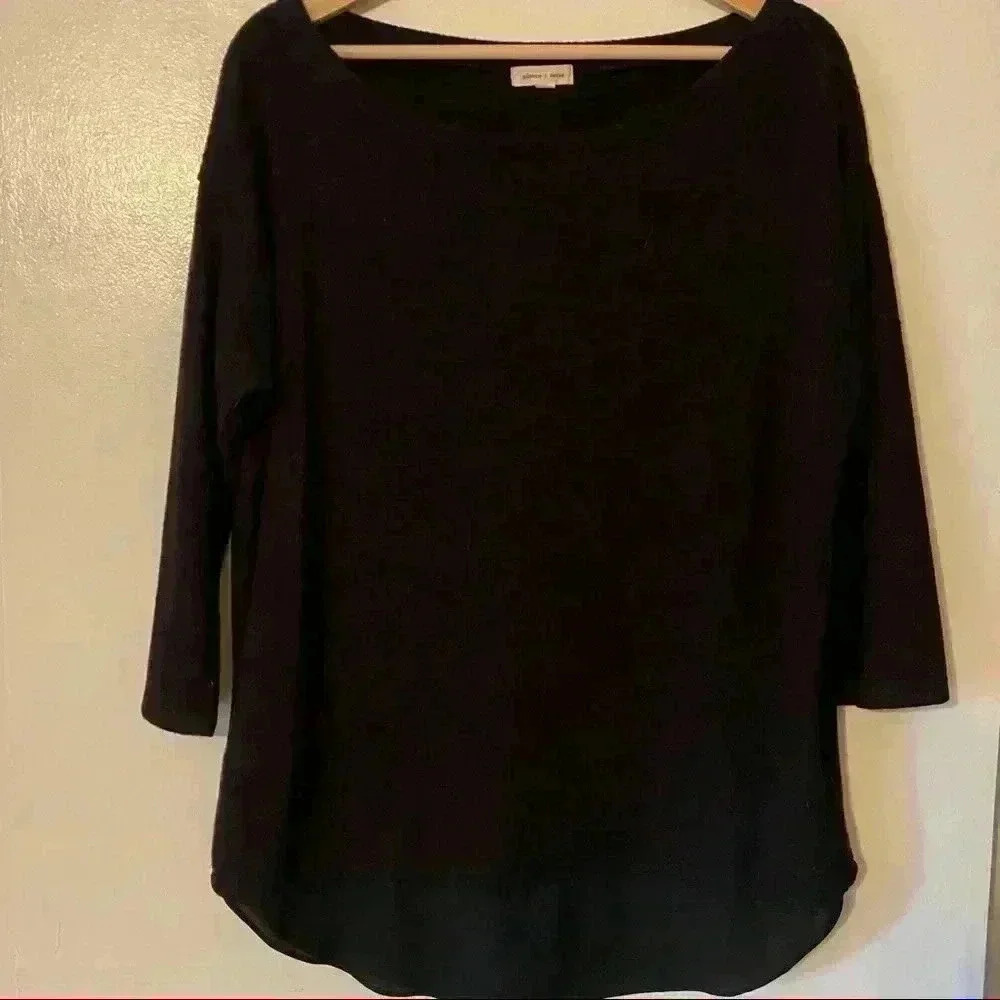 Silence and Noise Anthropologie 3/4 sleeves black sweater women M